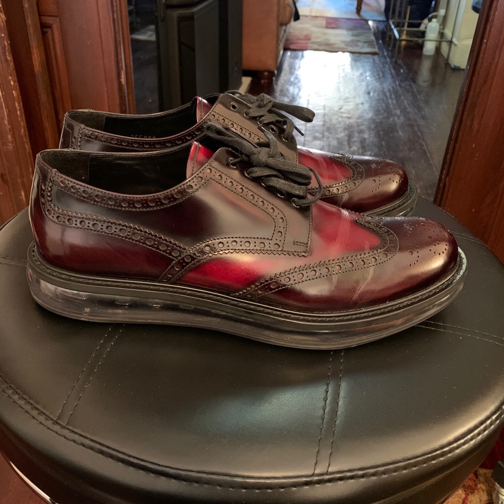 Men's Prada Levitate Wingtip Derby Shoe, Dark Red